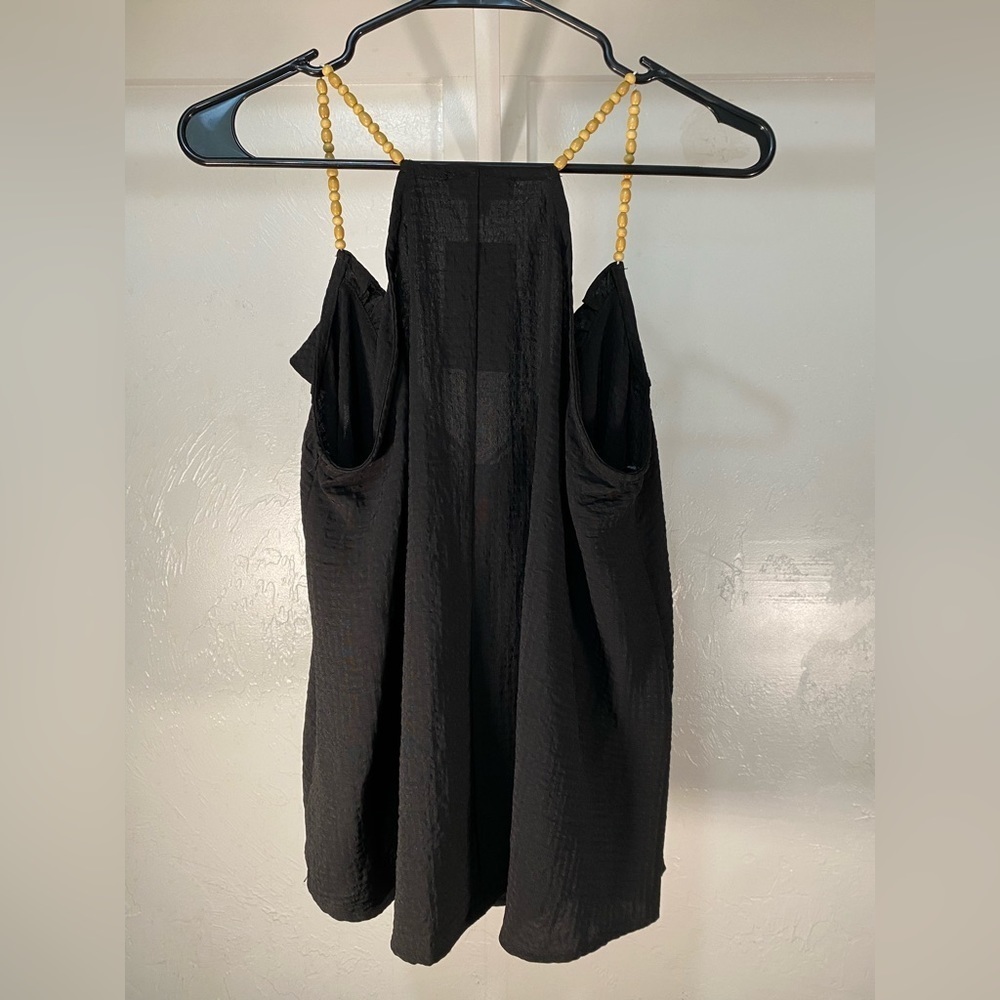 Umgee Black Beaded-Strap Linen-Blend Swing Tank NWT Size M - Picture 7 of 9